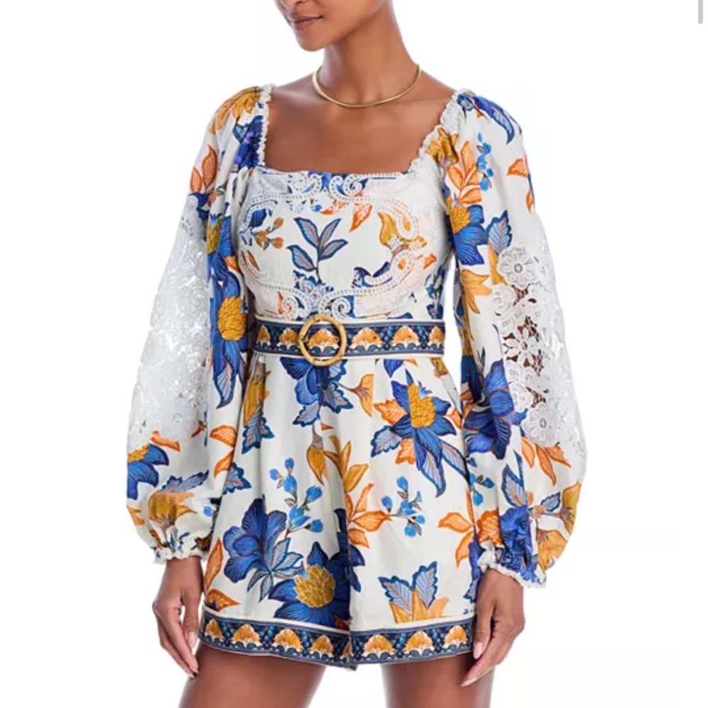 Farm Rio Lace Trim Romper